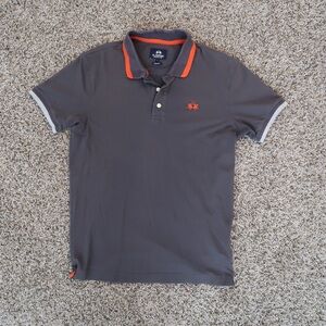 LA Martina Men's Gray Polo slim Shirt with Orange Accents